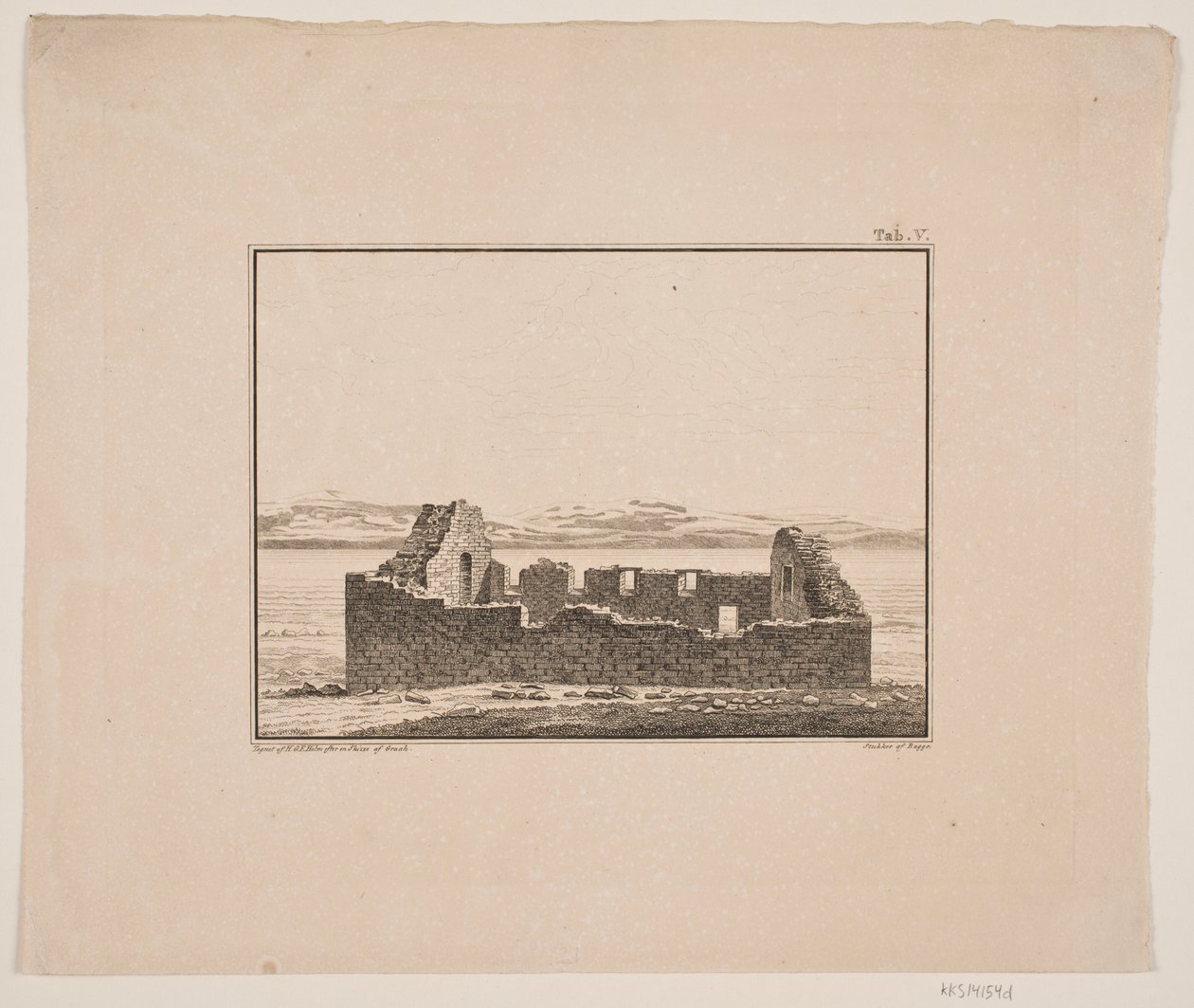 Church Ruin in Greenland. Illustration for W.A. Graah. Expedition to the East Coast of Greenland by Oluf Olufsen Bagge
