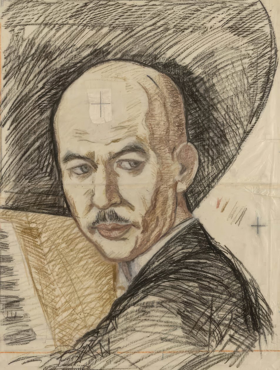 Sketch for the print "Portrait of Yamada Kosaku" by Onchi Kôshirô