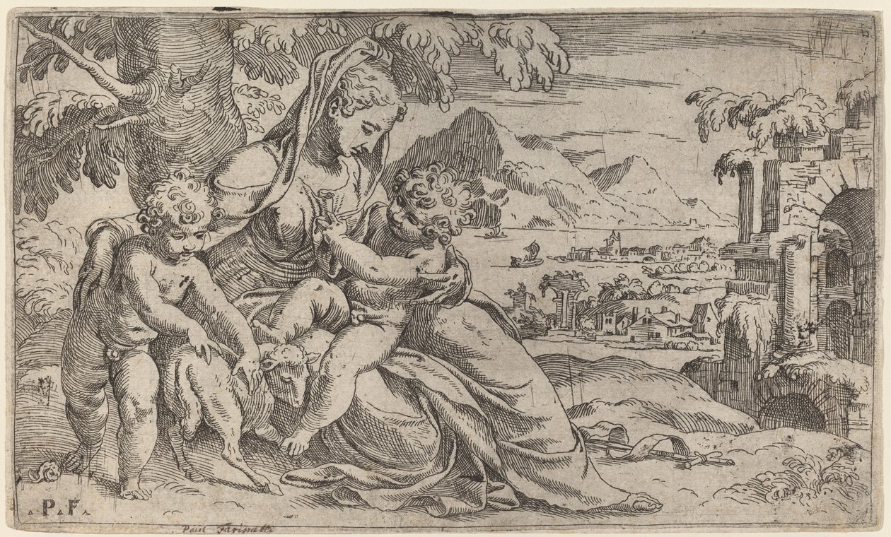 Madonna and Child with John the Baptist by Orazio Farinati after Paolo Farinati