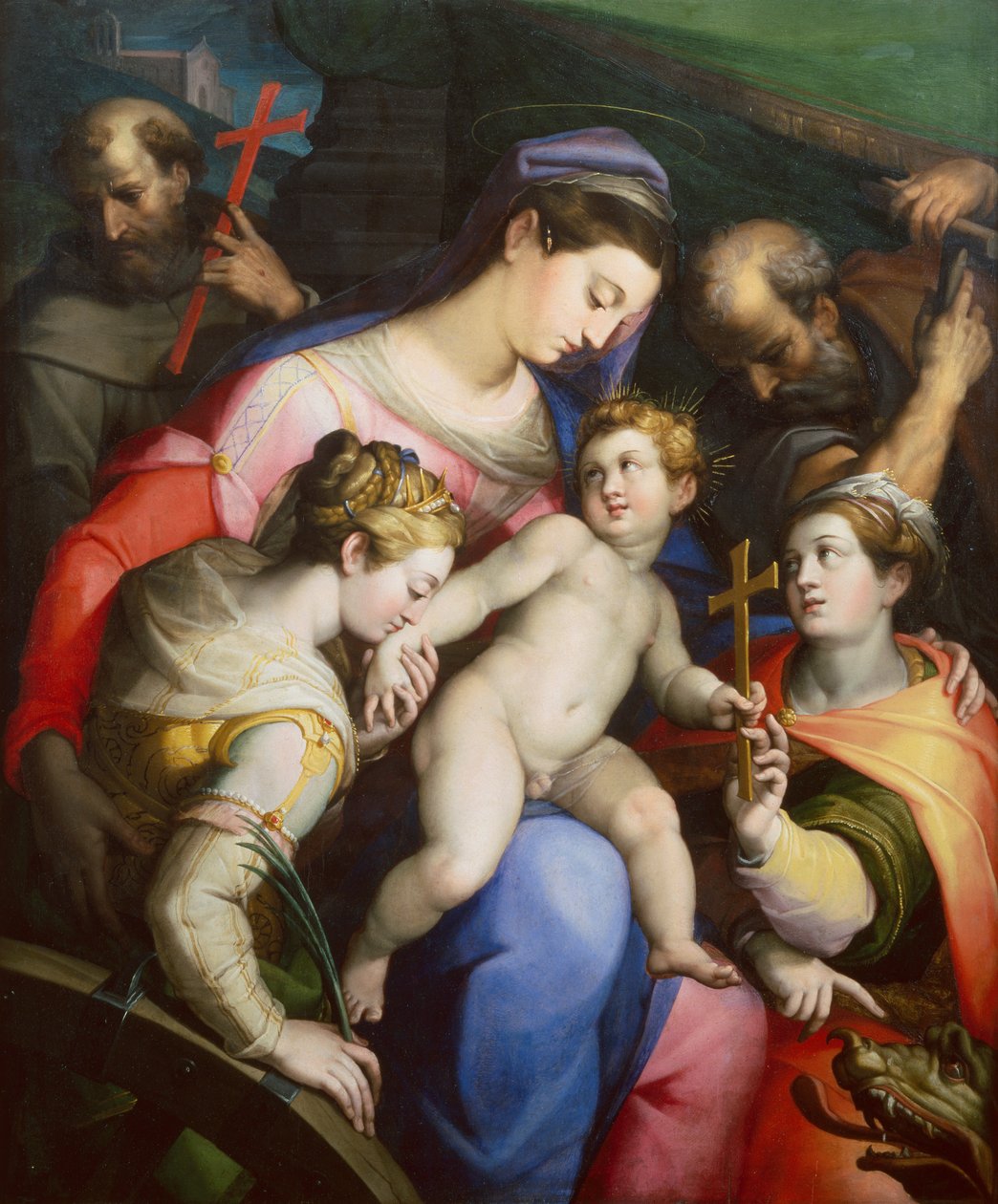The Holy Family with Saints Margaret, Catherine and Francis by Orazio Samacchini