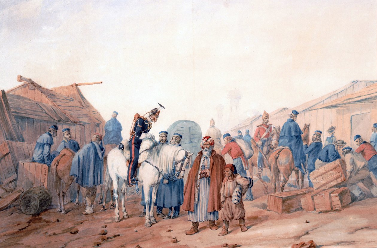 Supply Base of the British Army at the Balaclava Harbour by Orlando Norie