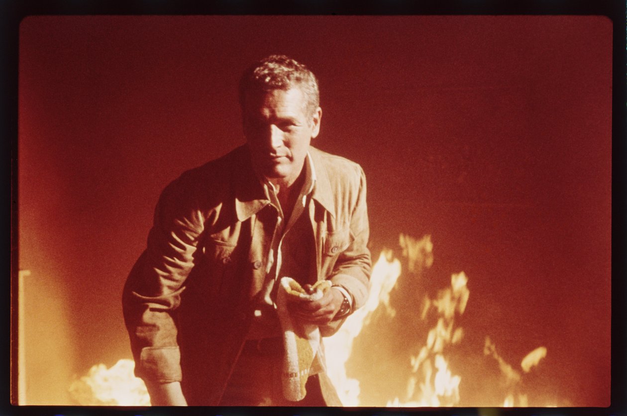 Paul Newman on the set of 