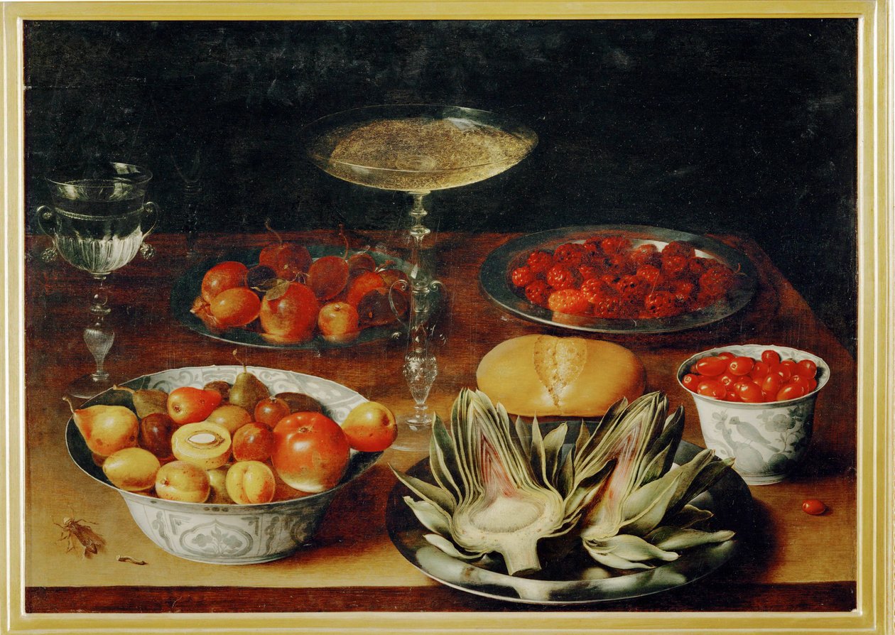 Artichokes, Fruit and Cups by Osias the Elder Beert