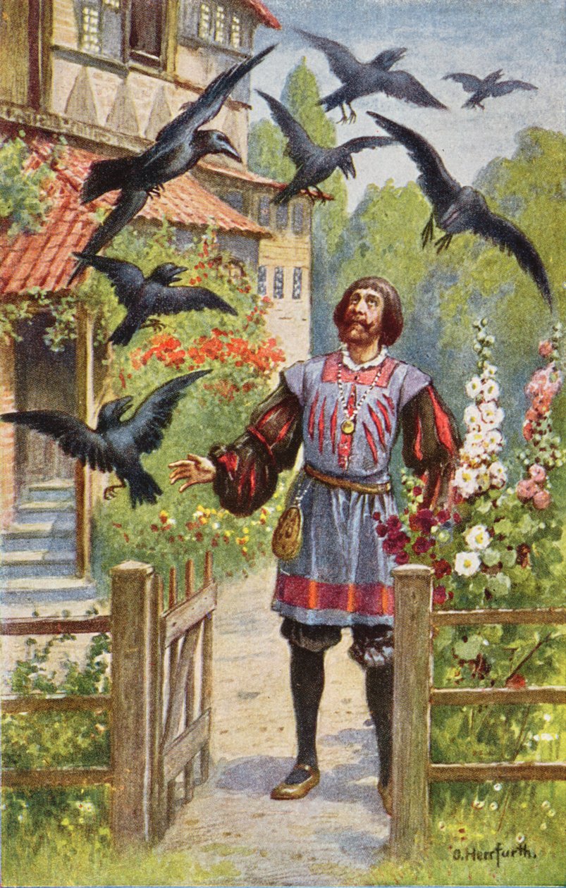 The angry father, having cursed his seven sons, sees them all turned into ravens by Oskar Herrfurth