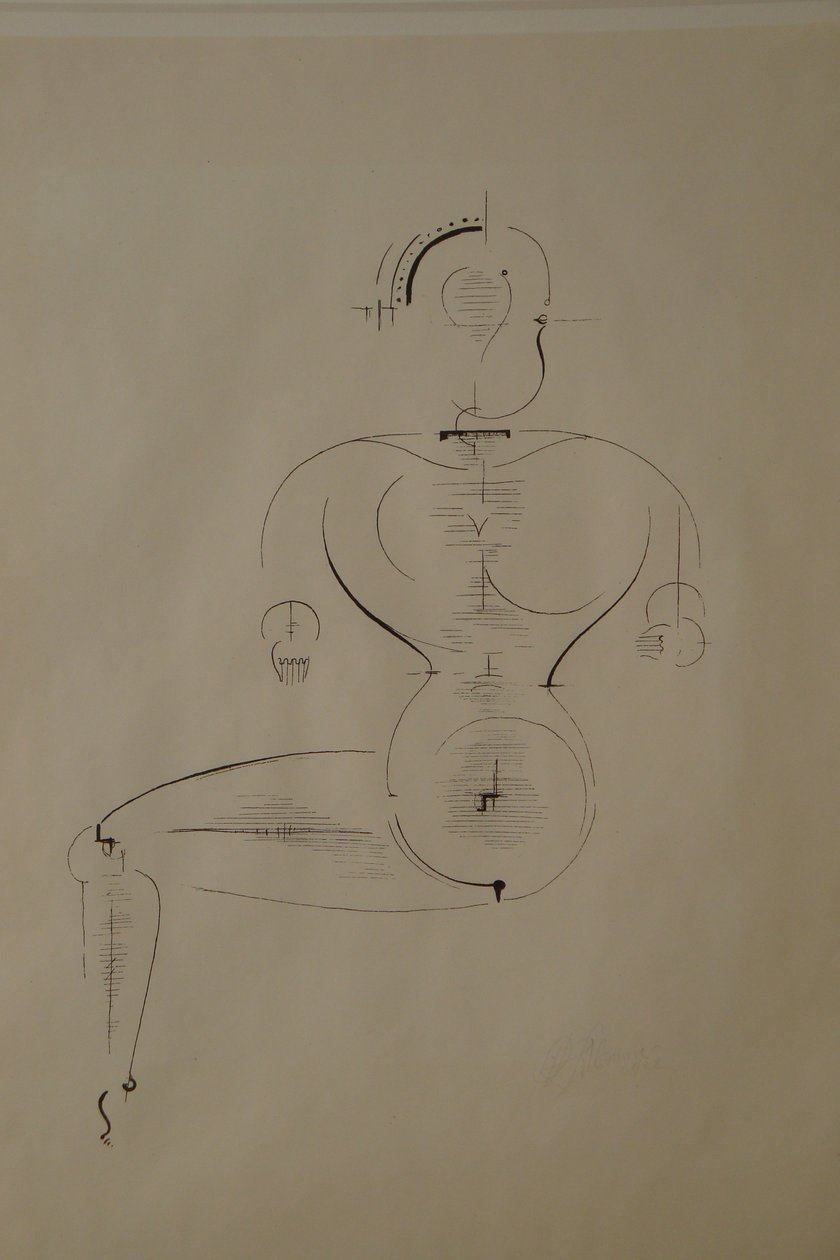 Figure from the Side: Figure H2 Seated by Oskar Schlemmer