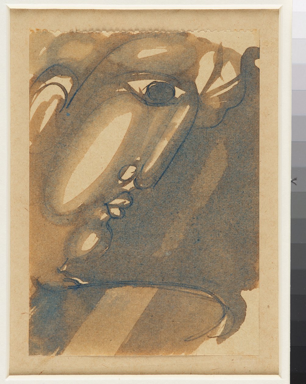 Profile Head Slanted to the Right with Highlights by Oskar Schlemmer