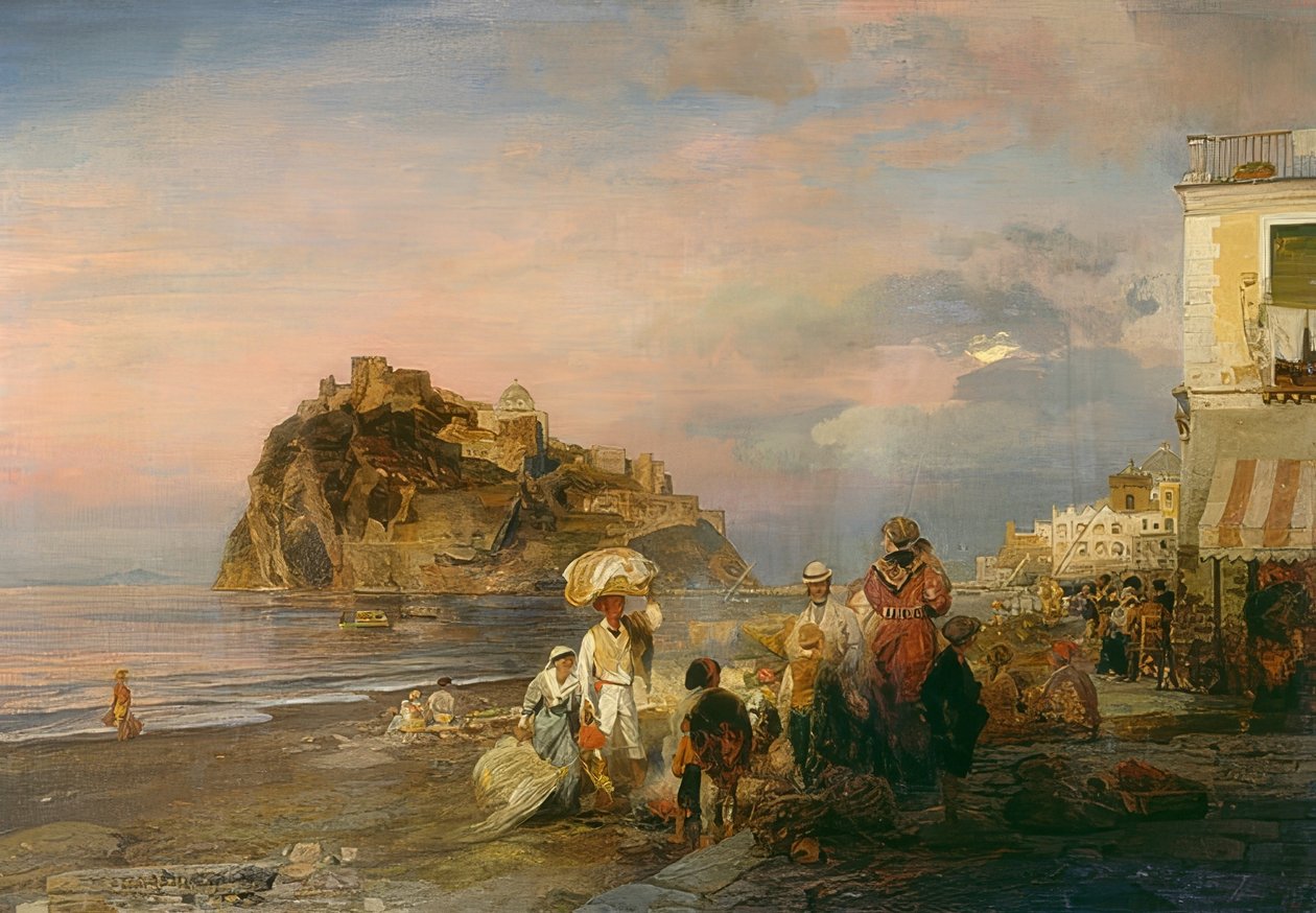 Evening Beach at Ischia by Oswald Achenbach
