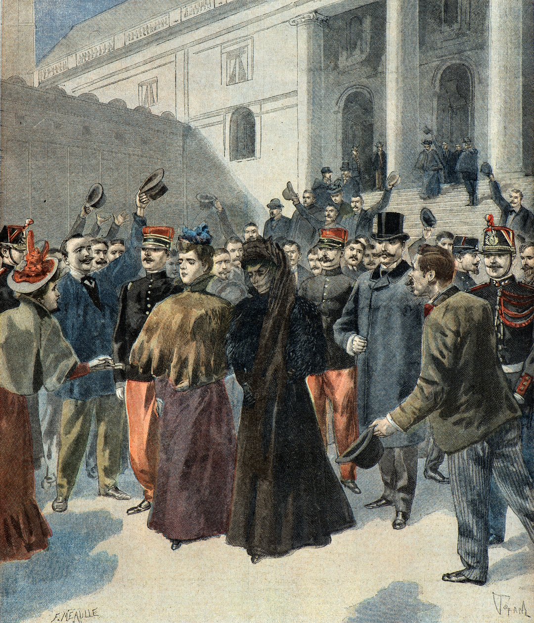 The Widow of Colonel Hubert Henry Leaving the Palace of Justice (Dreyfus Affair) by Oswaldo Tofani