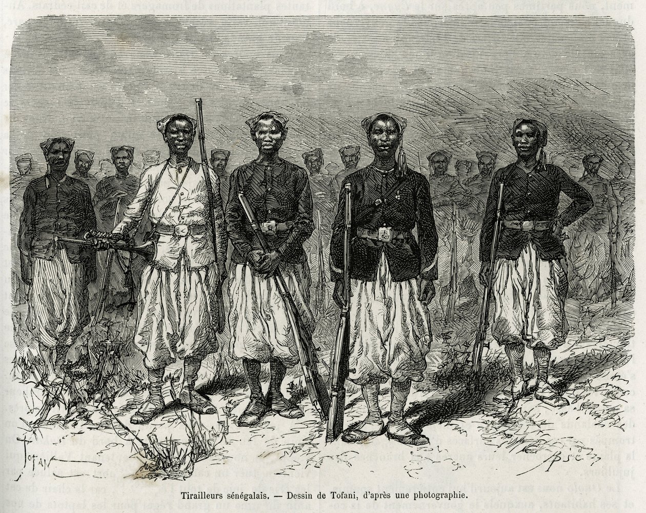 Senegalese riders of the expedition escort (engraving by Tofani, to illustrate the story of 