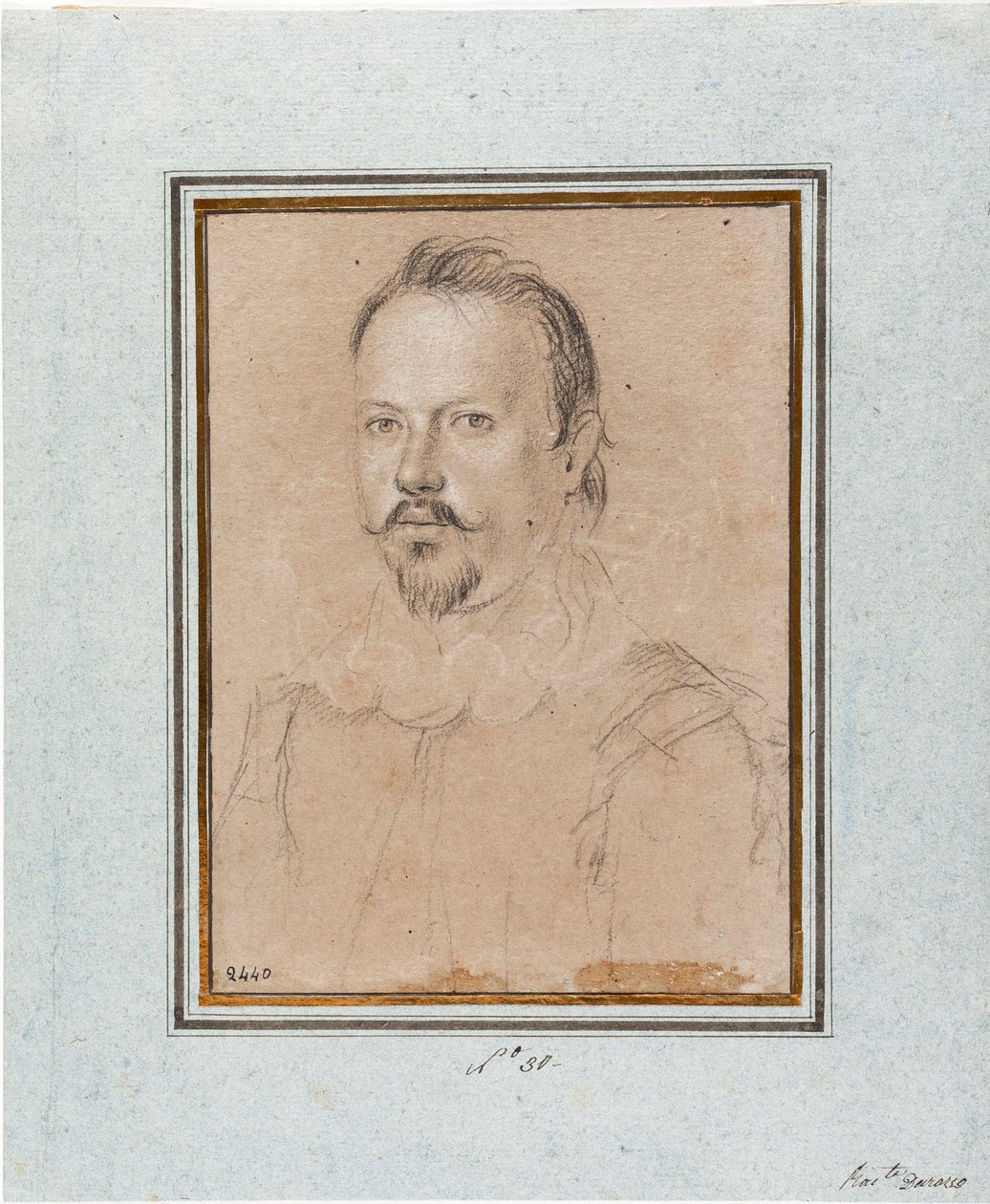 Portrait of Vincent I of Gonzague, Duke of Mantua (1562-1612) Drawing by Ottavio Leoni by Ottavio Mario Leoni
