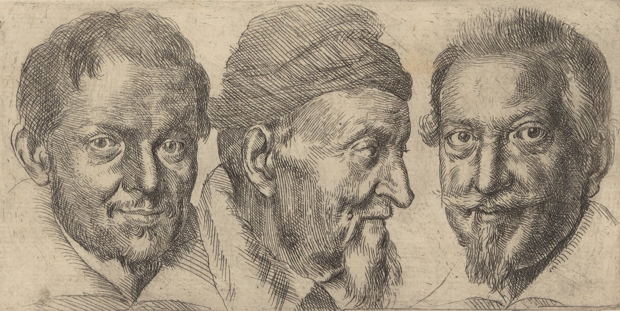 Three portraits possibly representing Camillo Graffico, Ercole Pedemonte and Antoni by Ottavio Mario Leoni