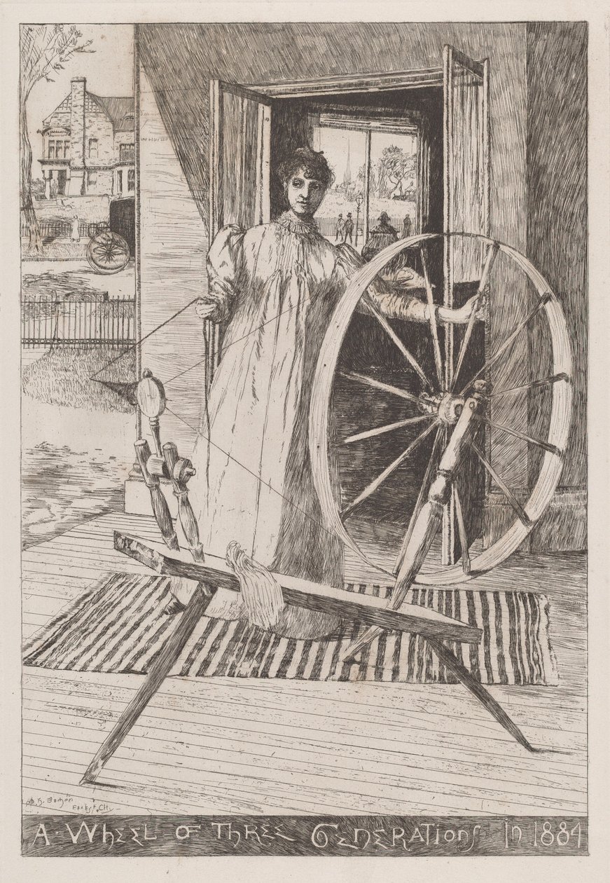 At the Spinning Wheel by Otto Henry Bacher