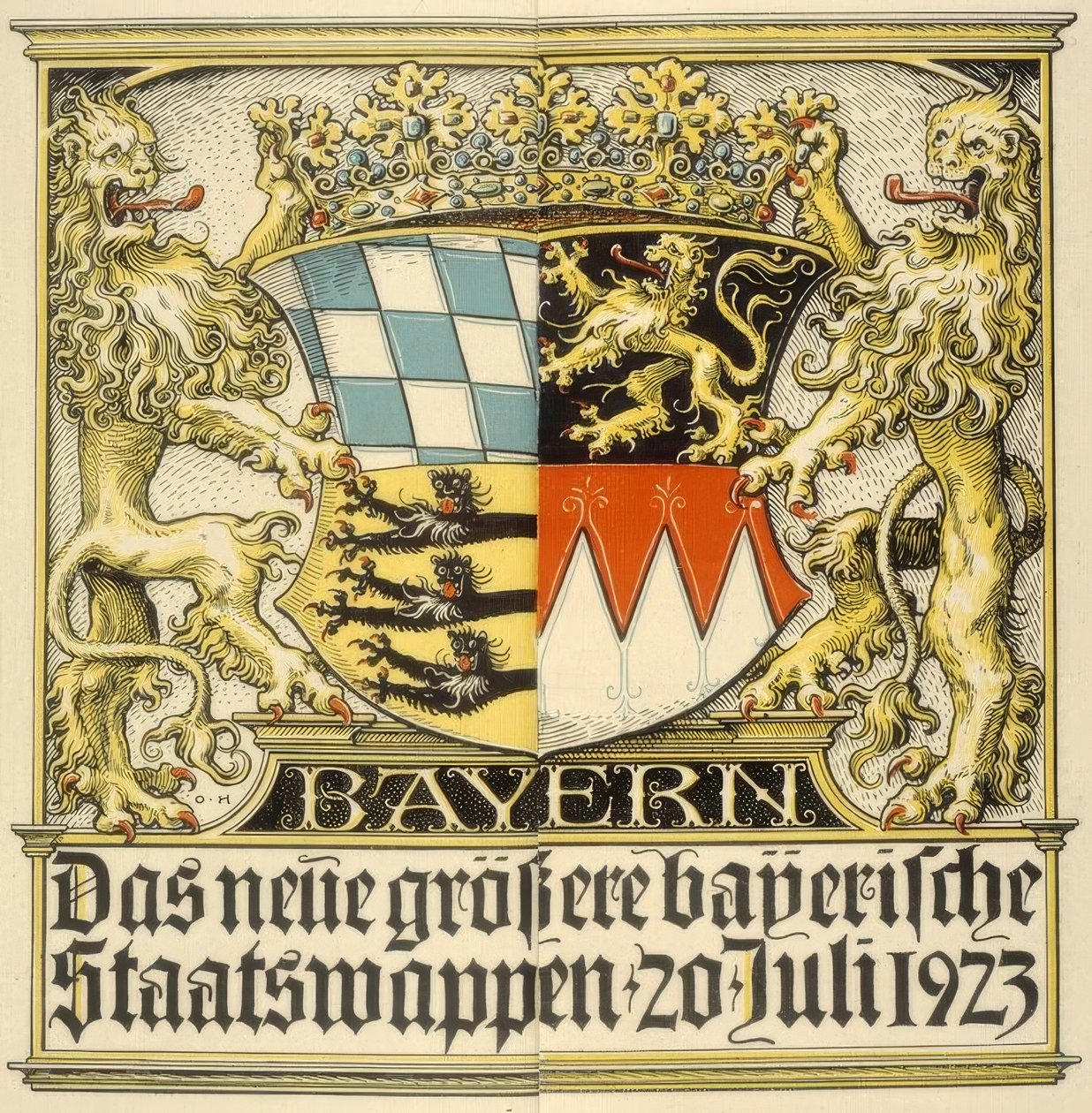 The New Larger Bavarian State Coat of Arms, July 20, 1923 by Otto Hupp