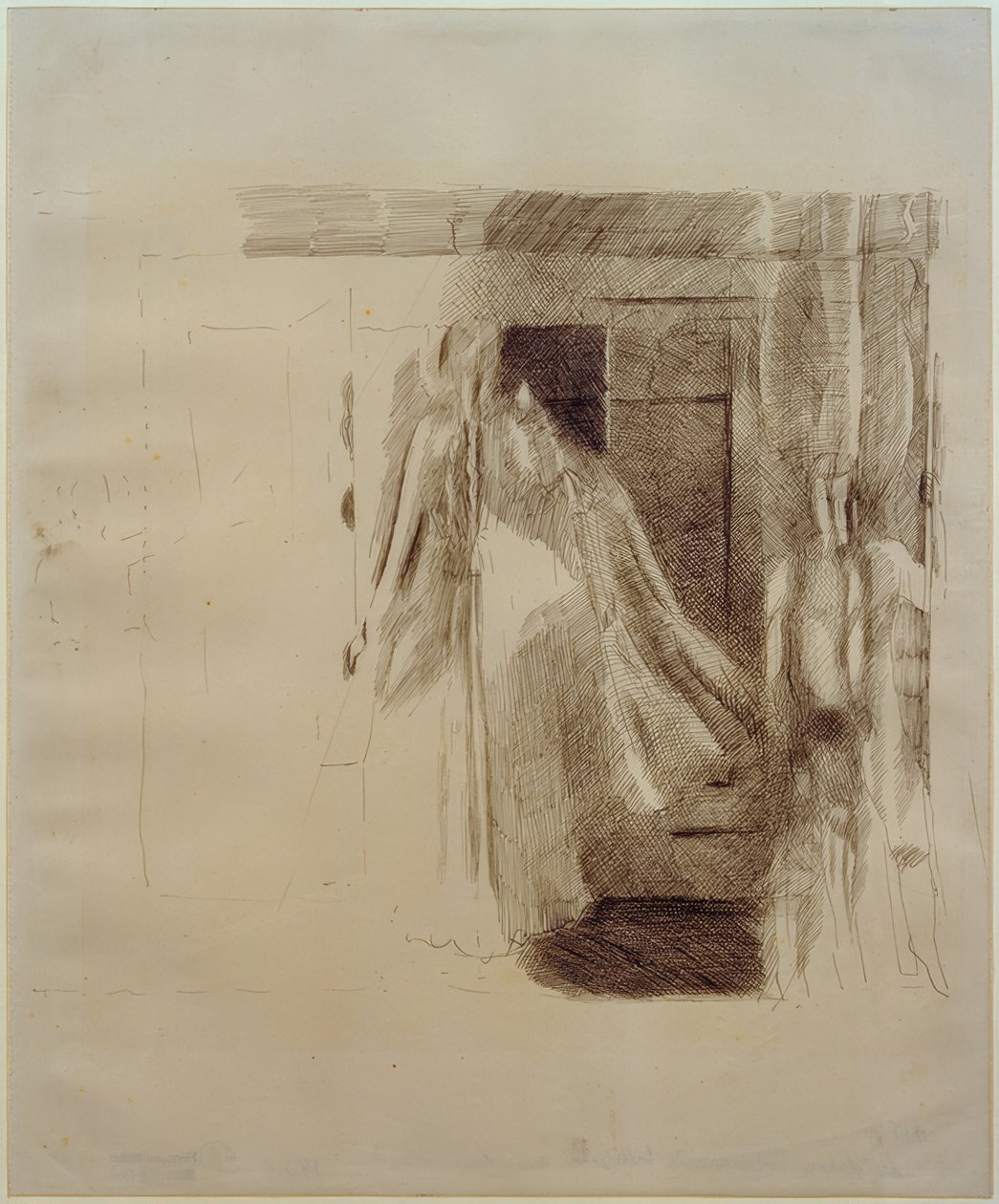 Woman and Boy in Front of a Wardrobe by Otto Meyer Amden