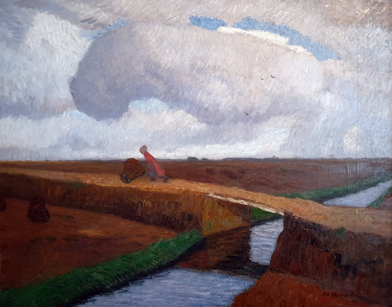 Autumn Landscape at the North Sea Coast with Canal by Otto Modersohn