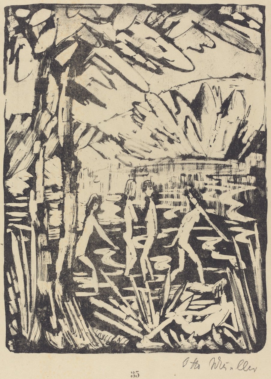 Five Girls at a Forest Pond by Otto Müller