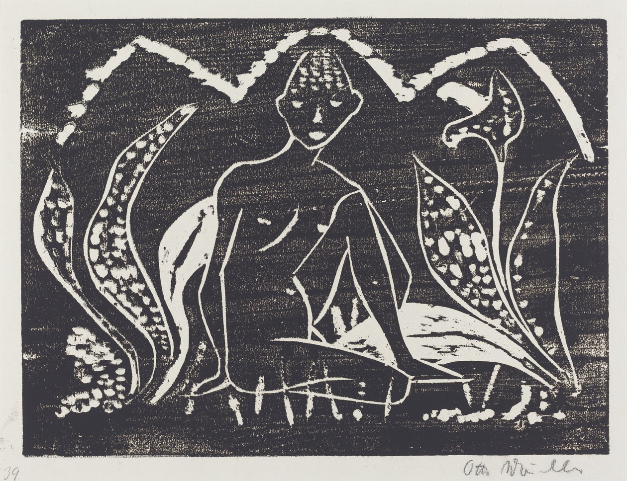 Nude Figure of a Boy in a Landscape by Otto Müller
