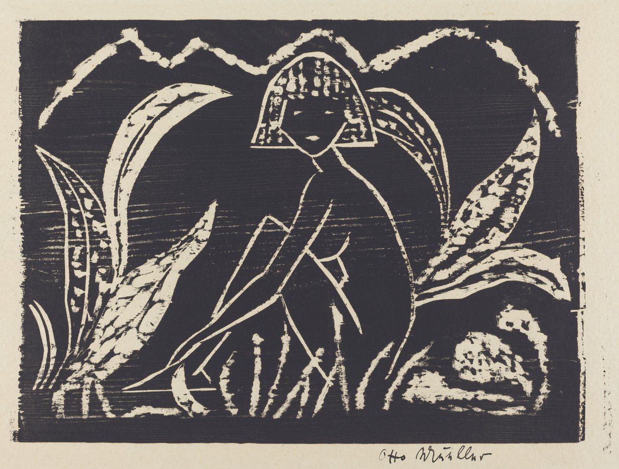 Nude Figure of a Girl in a Landscape by Otto Müller