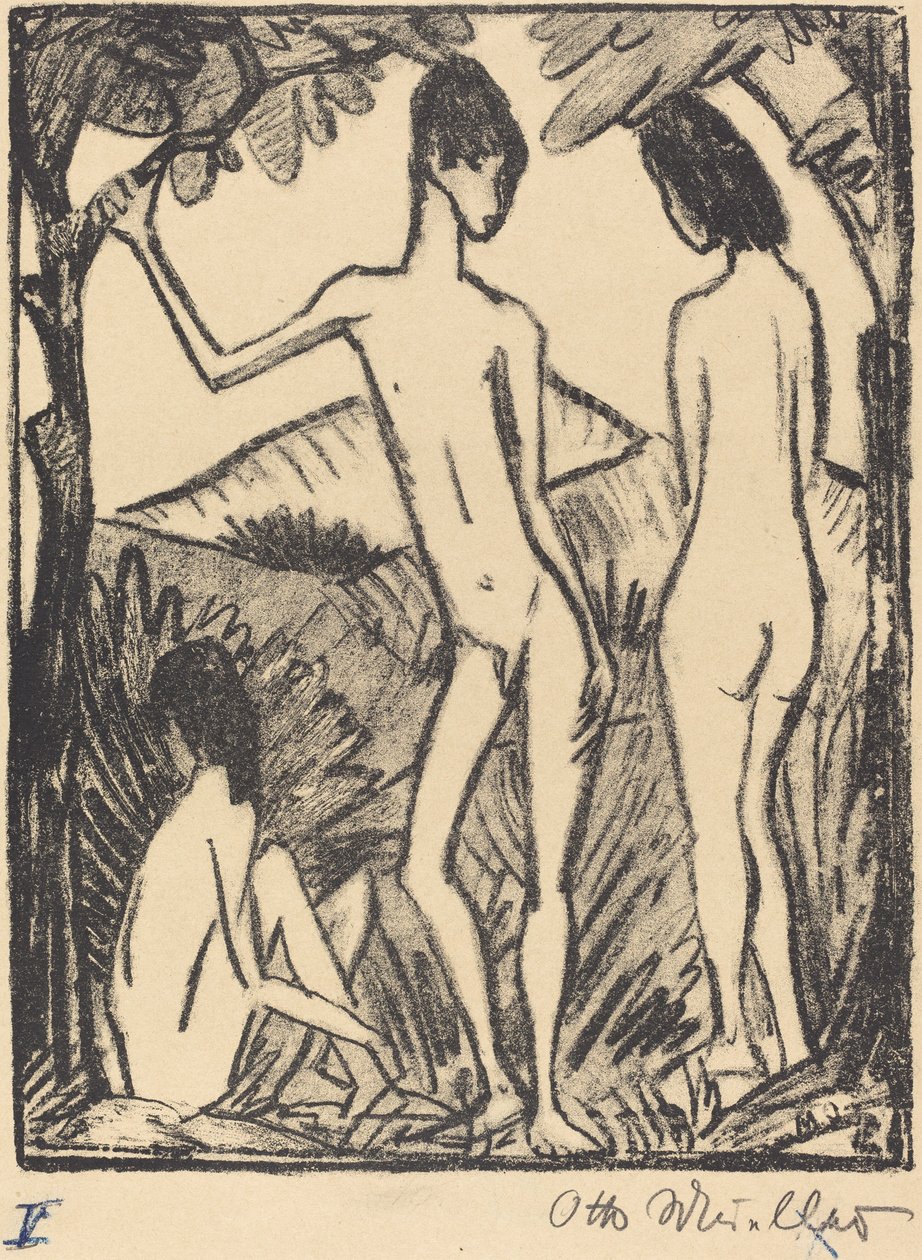 Standing Boy and Two Girls by Otto Müller