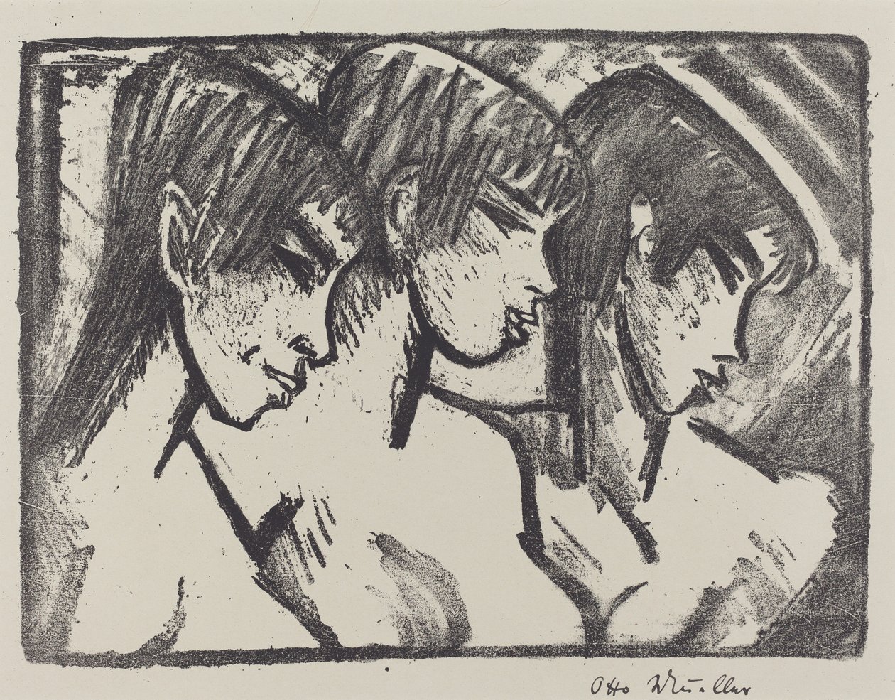 Three Girls in Profile by Otto Müller