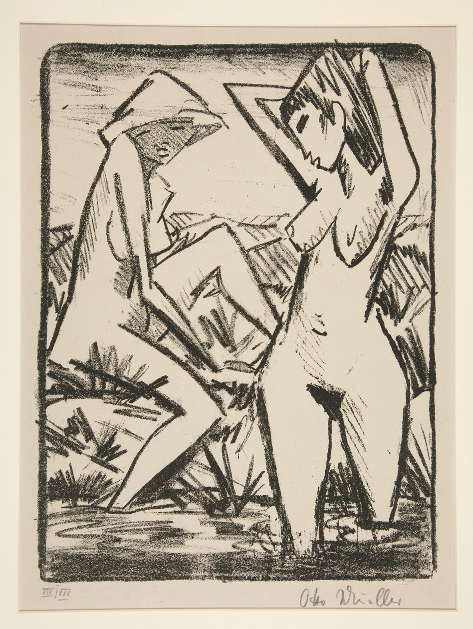 Two Women Bathing by Otto Mueller