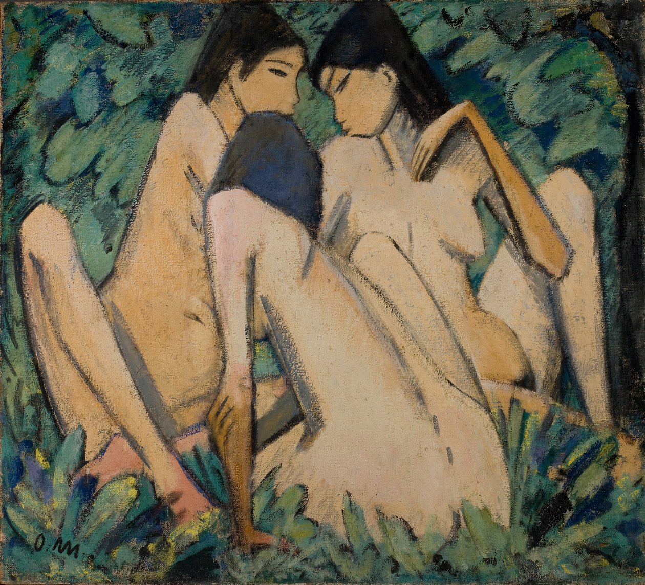Three Girls in a Wood, c. 1920 by Otto Muller or Mueller