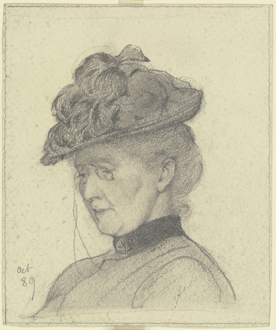 Portrait of Luise Scholderer with Hat by Otto Scholderer