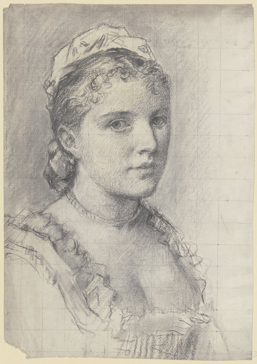 Portrait of a Young Woman Facing Right by Otto Scholderer