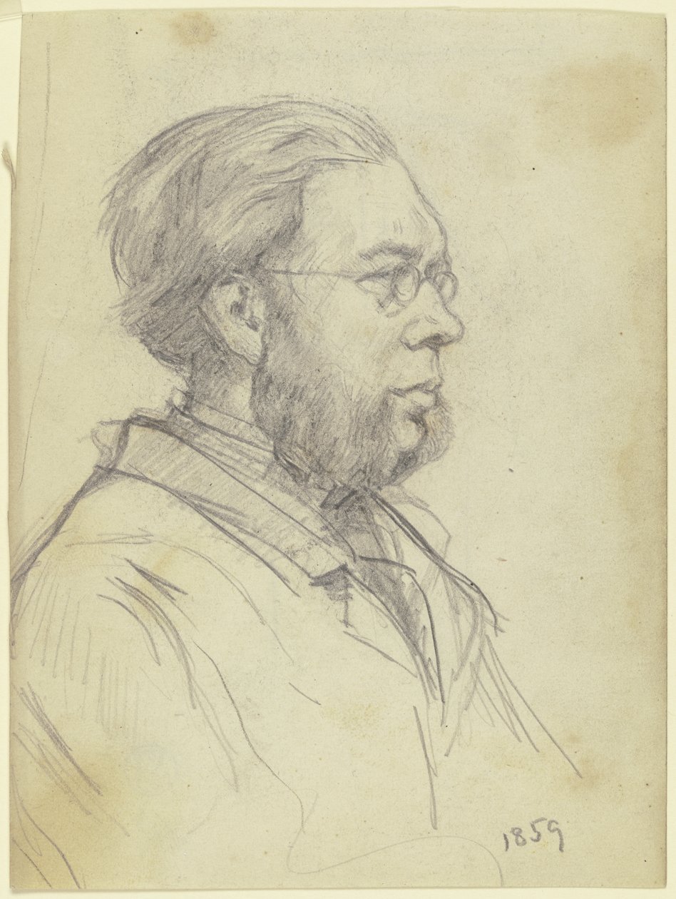 Bust of a Man Facing Left with Forked Beard and Glasses by Otto Scholderer
