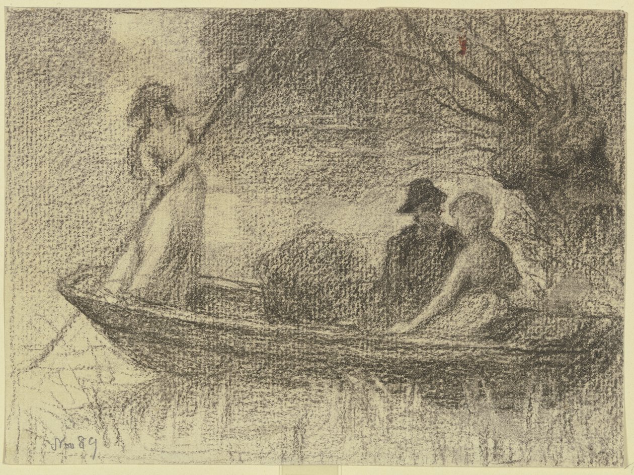 Couple in a Barge by Otto Scholderer