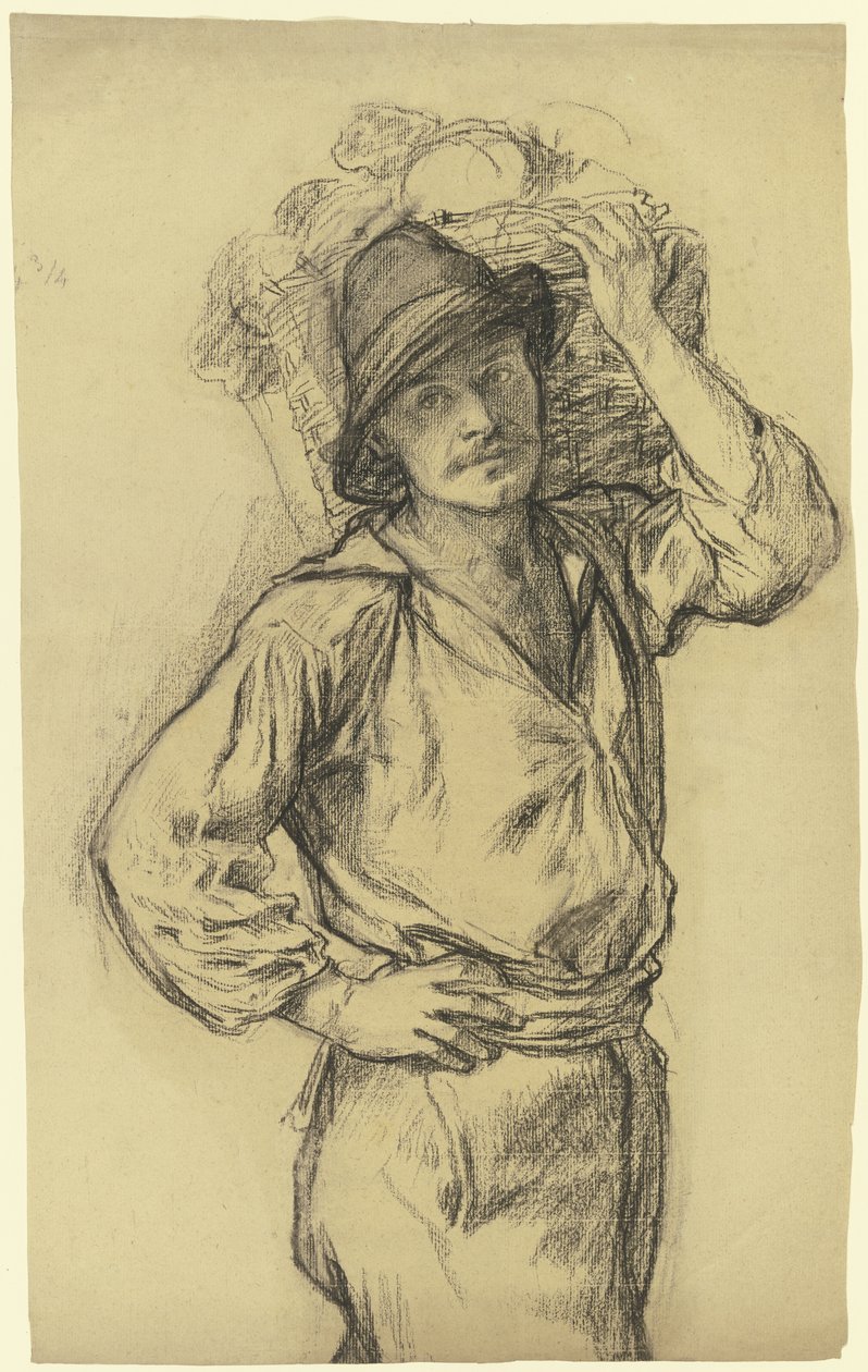 Returning Farm Worker with Fruit Basket by Otto Scholderer