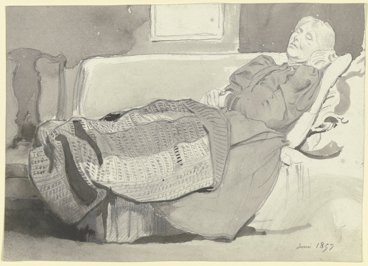 Luise Scholderer Sleeping on the Sofa by Otto Scholderer