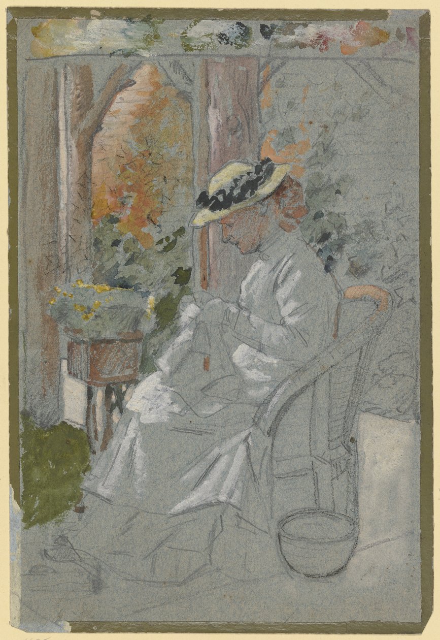 Luise Scholderer on the Veranda by Otto Scholderer