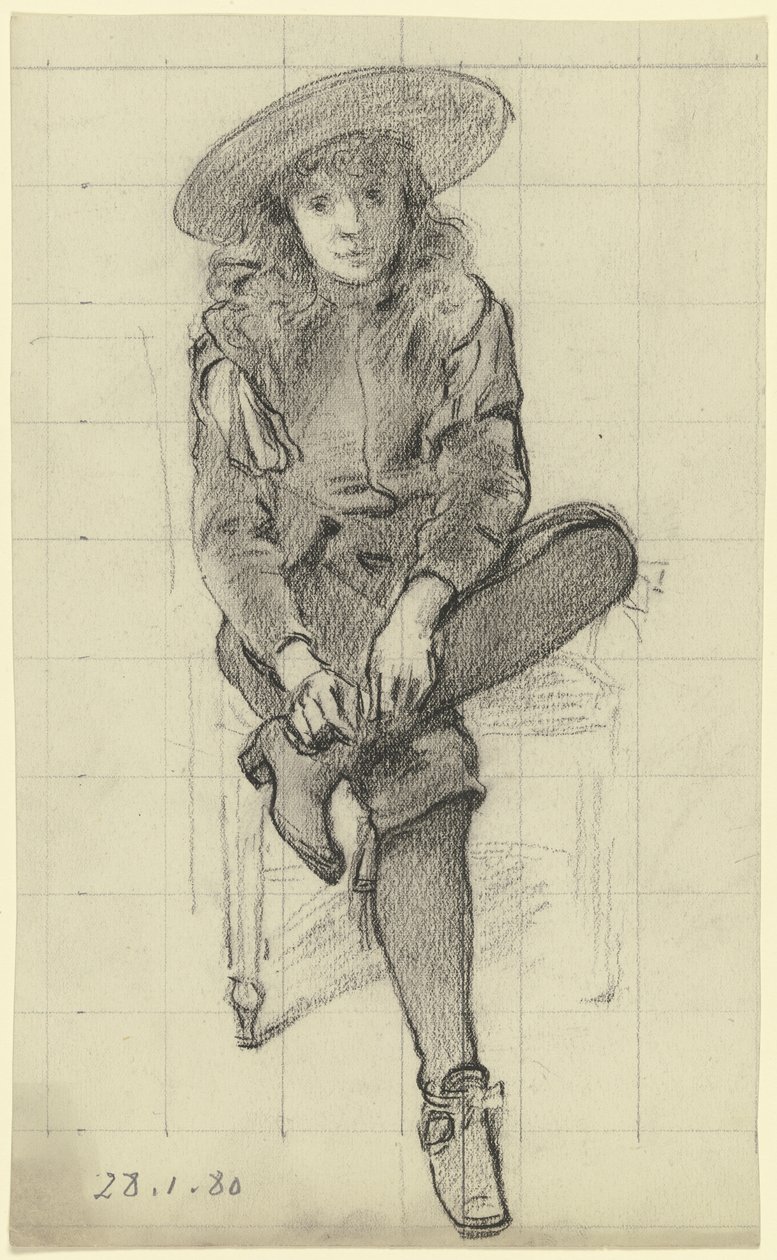 Seated Boy in Historical Costume from the "Preparation for the Costume Ball" by Otto Scholderer
