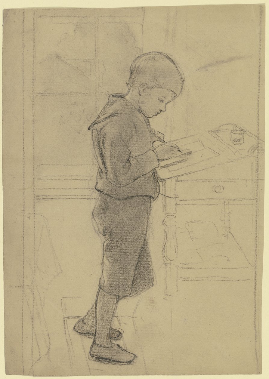 Victor Scholderer Standing at the Writing Desk by Otto Scholderer