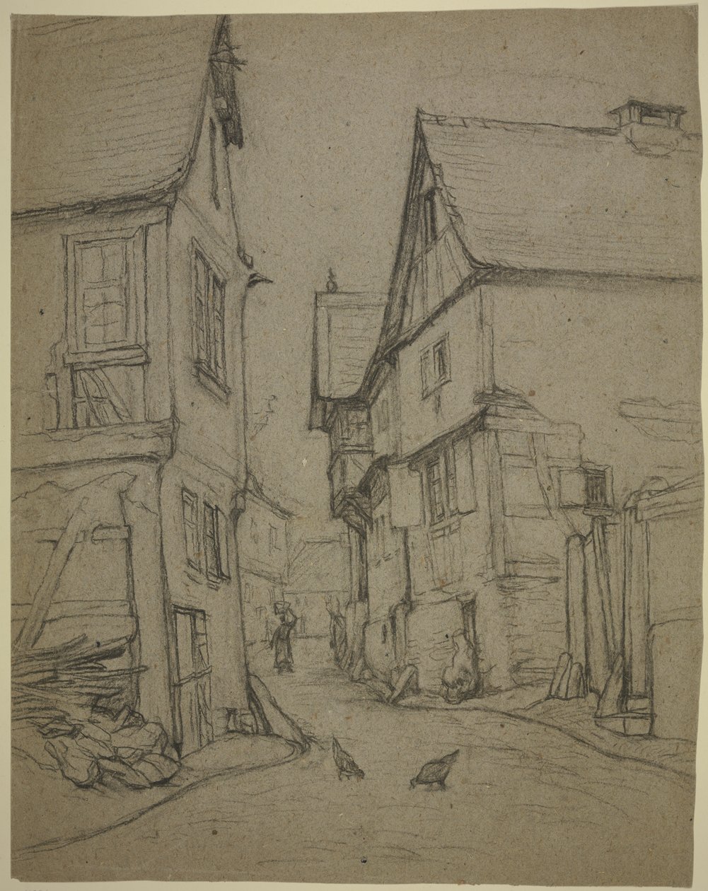 Village Road in Kronberg by Otto Scholderer