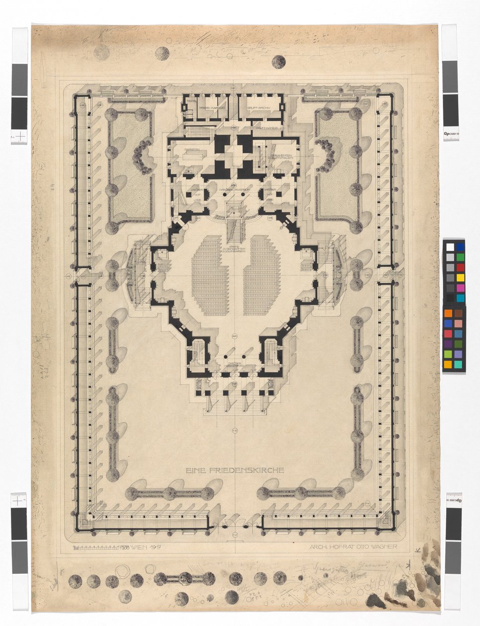 Friedenskirche, Floor Plan by Otto Wagner