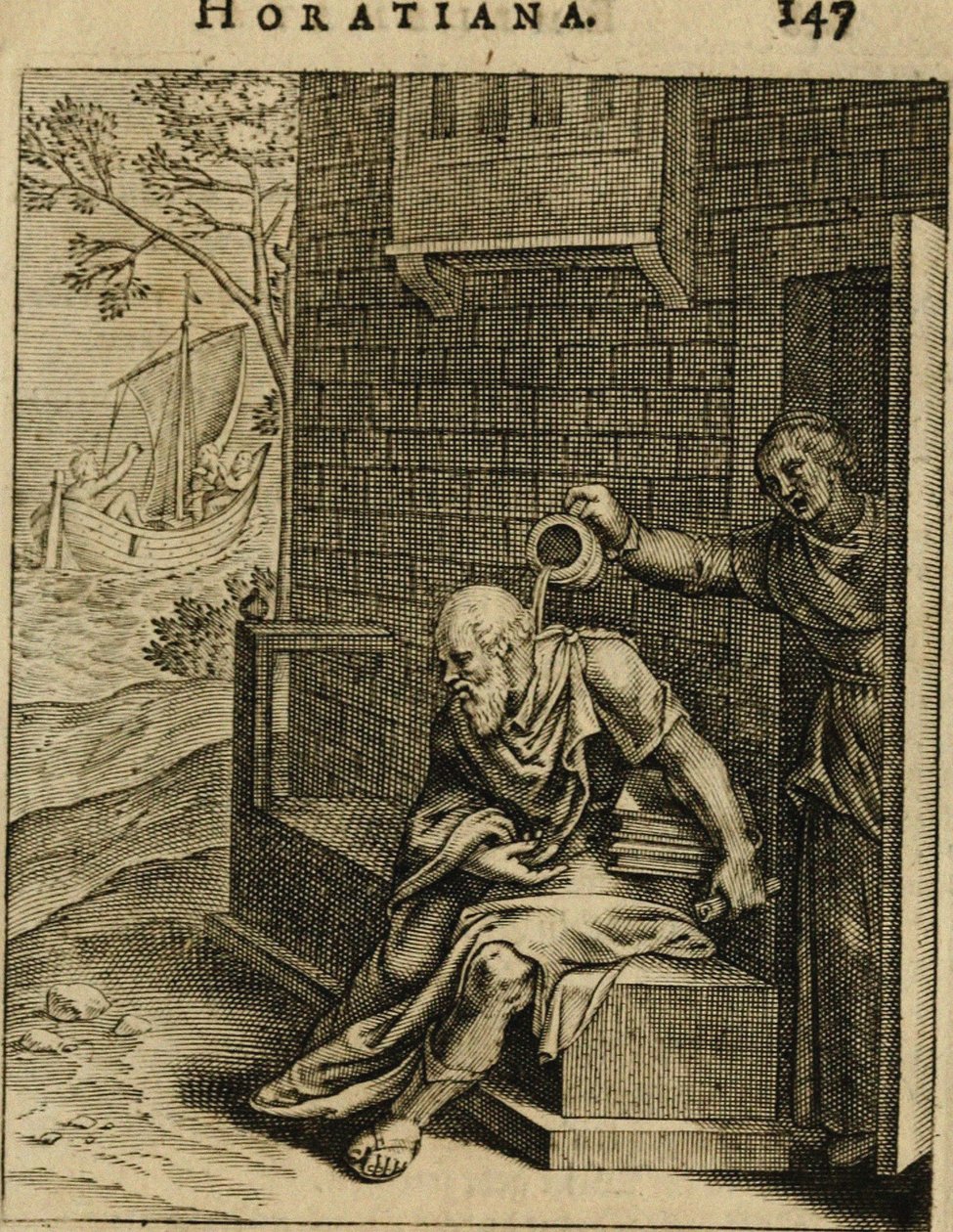Xanthippe Emptying a Chamber Pot over Socrates (from Emblemata Horatiana) by Otto van Veen