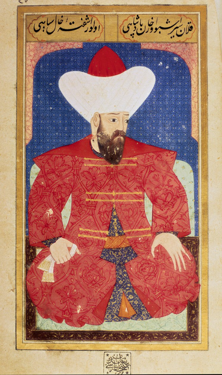 Portrait of the Sultan of the Ottoman Empire Orhan I. Miniature from the manuscript 