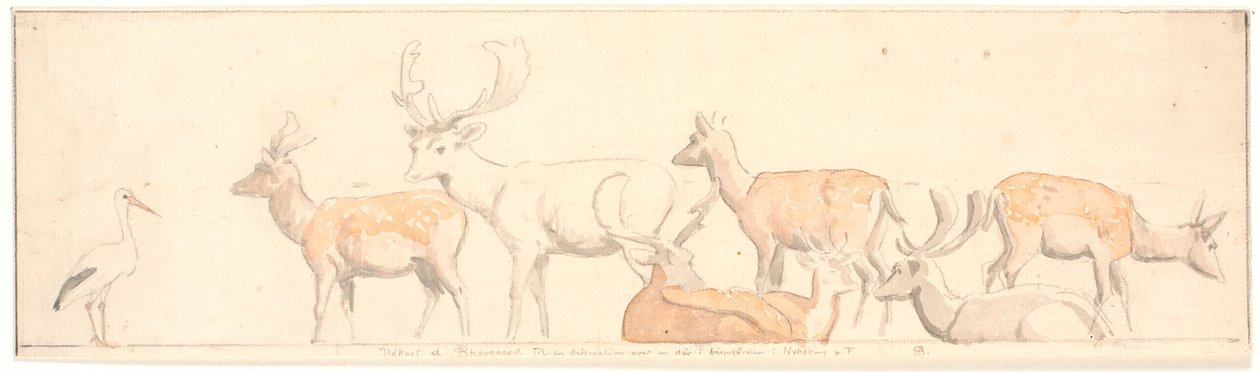 A Herd of Deer and a Stork by P.C. Skovgaard