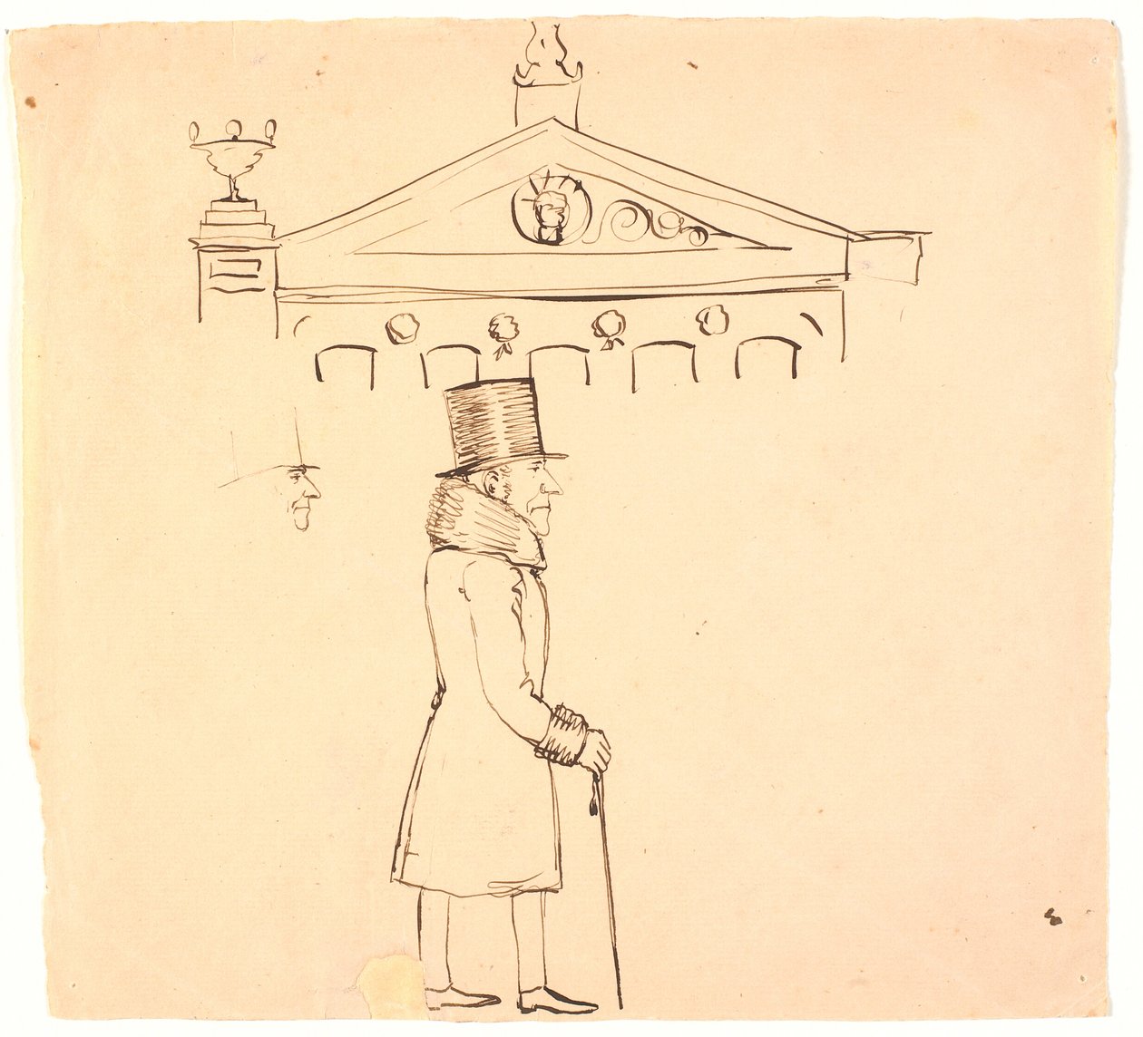 Caricature of a Fur-Clad Gentleman Outside Casino by P.C. Skovgaard