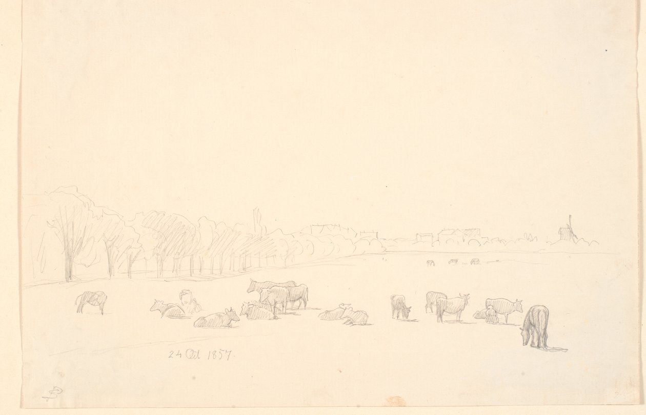 Cows on the Common, with Tagens Mill in the Background by P.C. Skovgaard