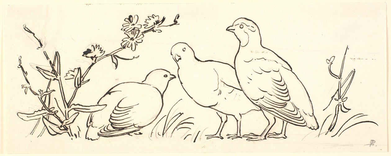 Three Partridges. Decorative Draft by P.C. Skovgaard
