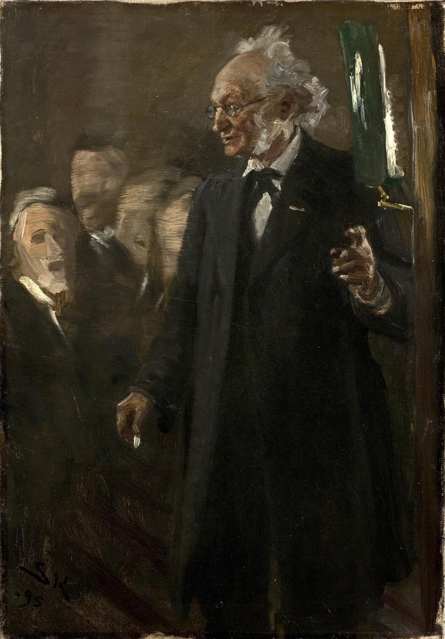 Professor of Zoology, Japetus Steenstrup giving a lecture by Peder Severin Krøyer