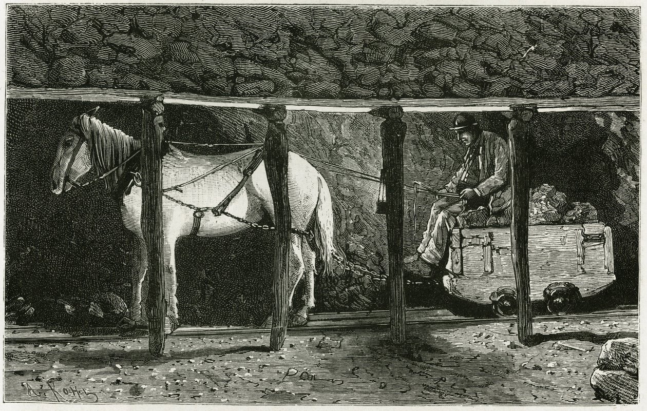 Interior of a gallery with berlaine. Engraving to illustrate the story 
