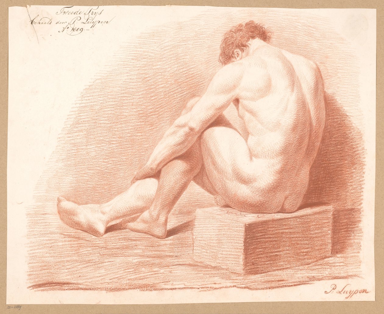 Seated Male Nude, Seen from the Back (2nd Prize 1809) by P. Luypen