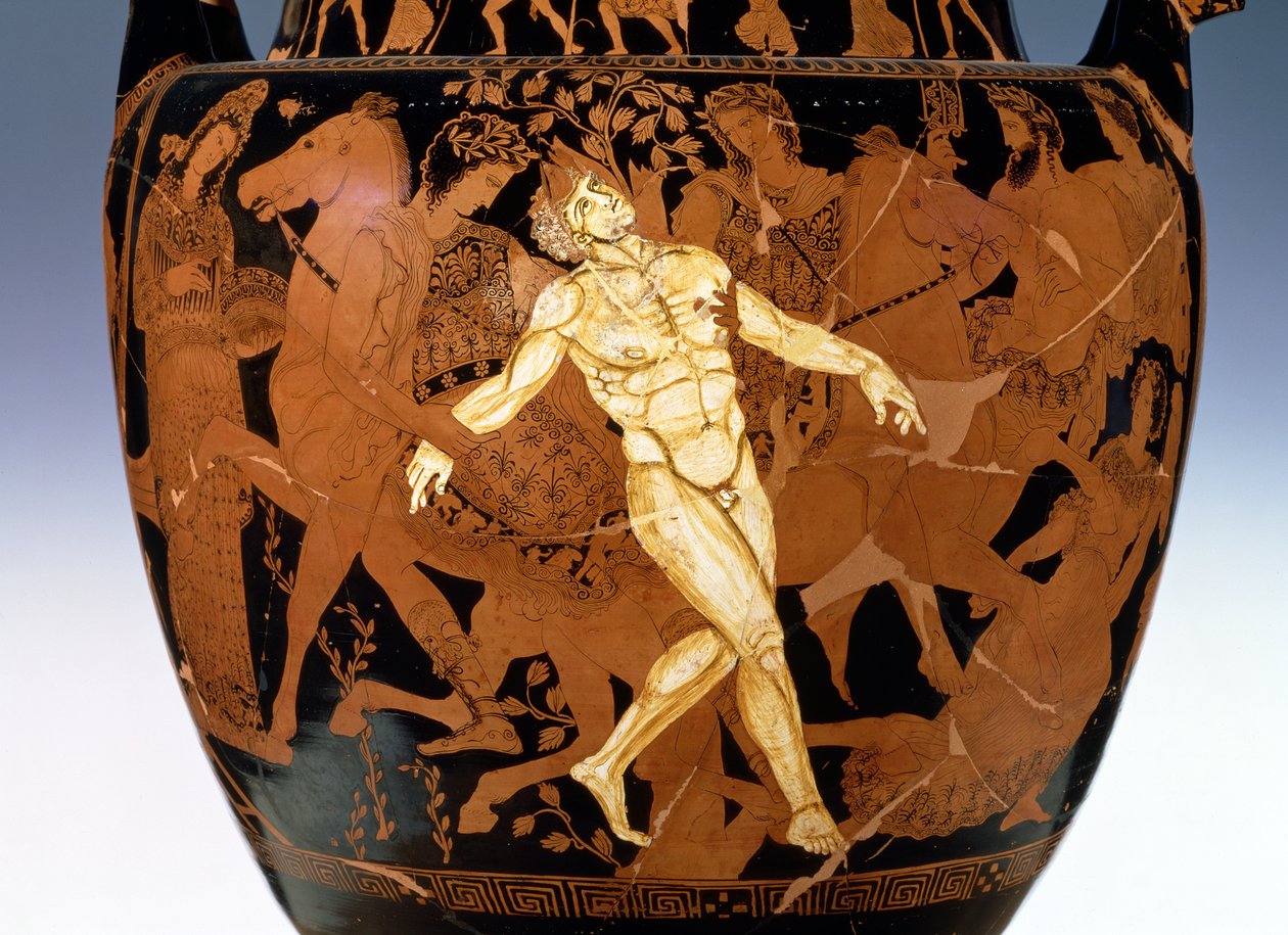 Attic red-figure volute krater depicting the death of the bronze giant, Talos (detail) by Painter Talos