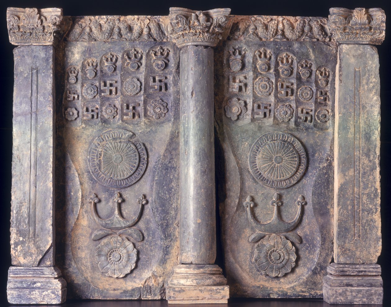 Frieze showing the Buddhas footprints, Gandhara 1st to 5th Century AD by Pakistani School