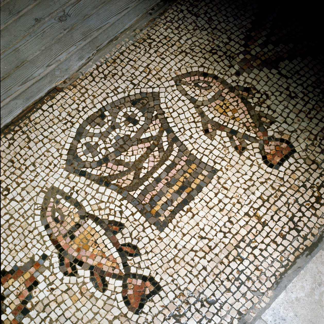 The miracle of the fishes and breads, mosaic 4th or 5th century by Paleo Christian