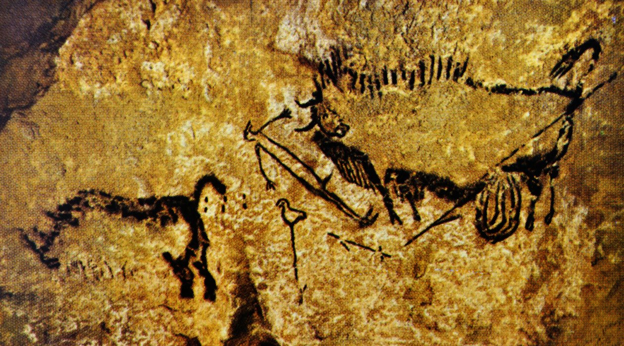 Wounded Bison, Wounded Man and Woolly Rhinoceros, Lascaux by Paleolithic Paleolithic